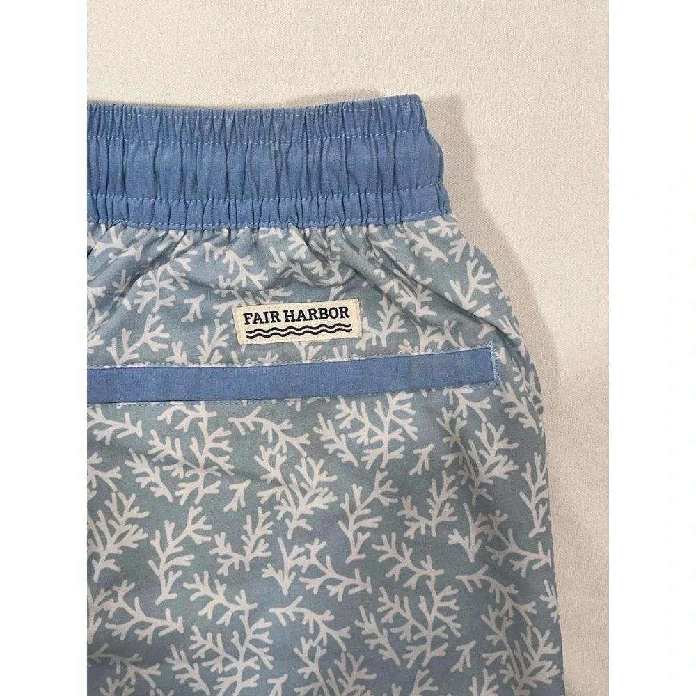 Fair Harbor Swim Trunks Mens XL Blue Lined Coastal Beach Resortwear Shorts